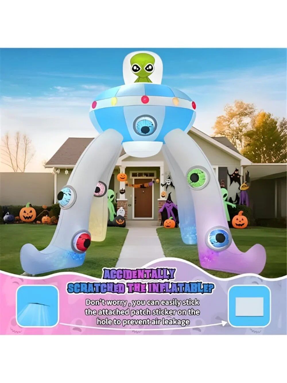 12FT Halloween Inflatables Archway UFO Alien